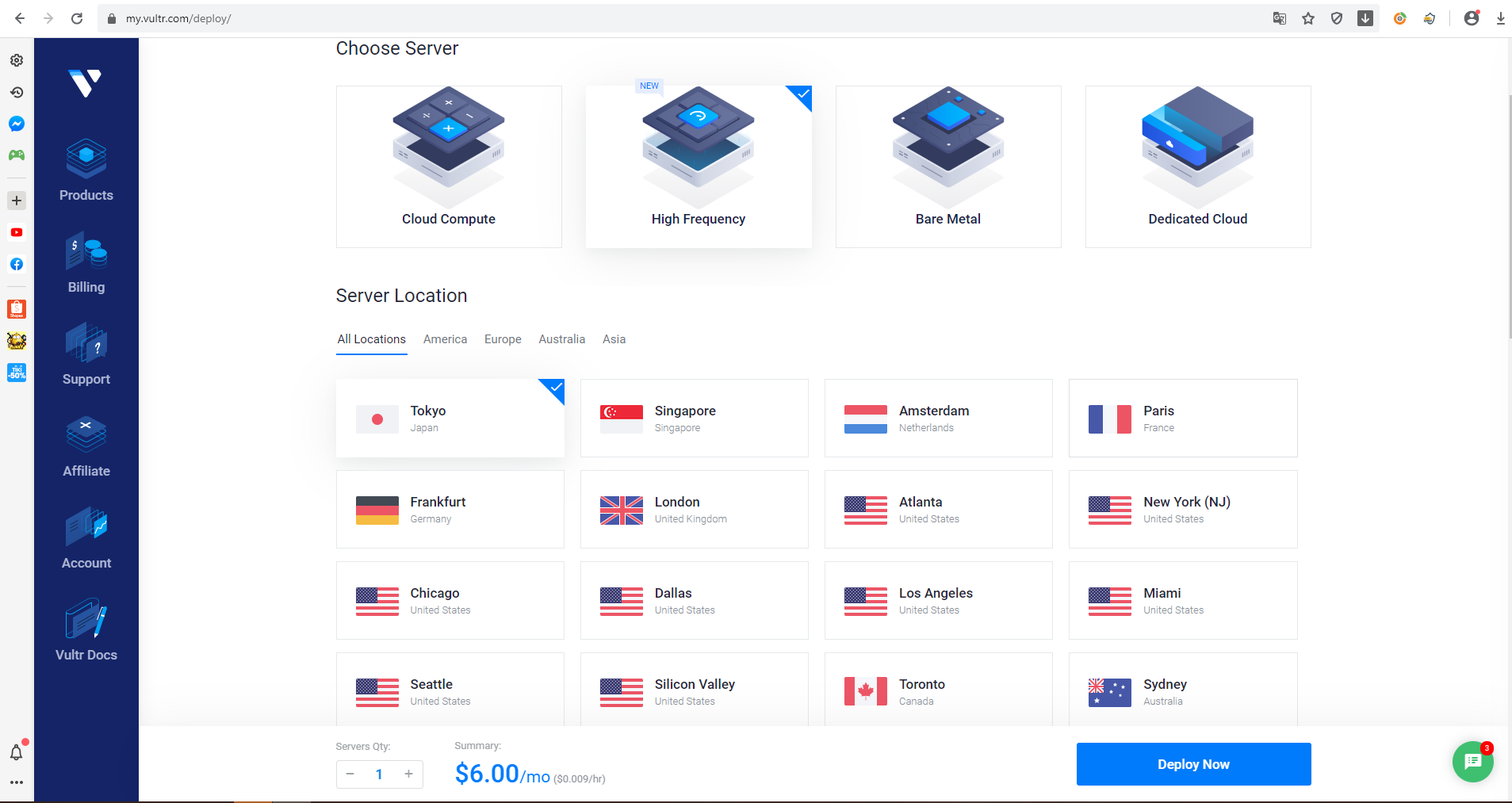 Review và đánh giá nhanh VPS High Frequency Của VULTR Cụm SERVER TOKYO 1