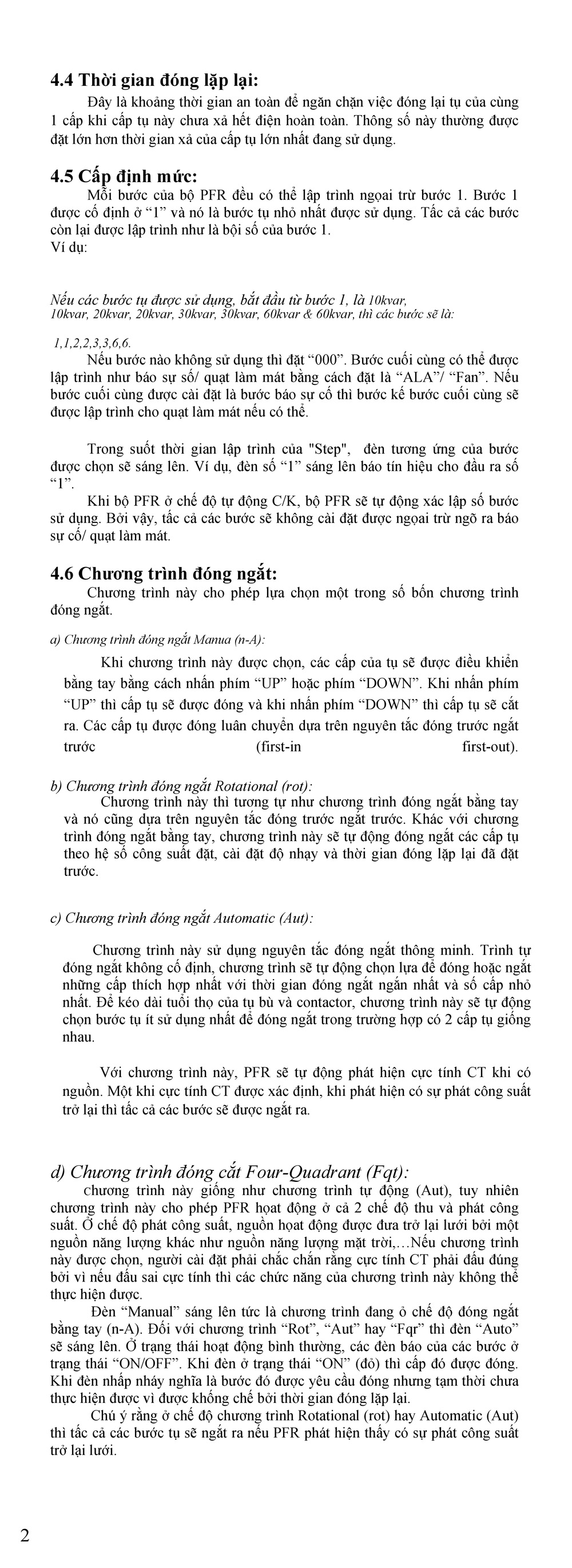 Hướng dẫn sử dụng Bộ điều khiển tụ bù PFR - Mikro - Mạch điện tử