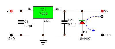 Dùng IC ổn áp 7805 làm mạch ổn áp đầu ra thay đổi được - Mạch điện tử