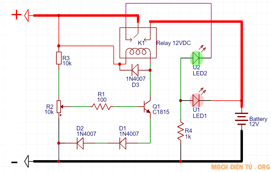 Mạch sạc tự động 12V có tự ngắt - Mạch điện tử